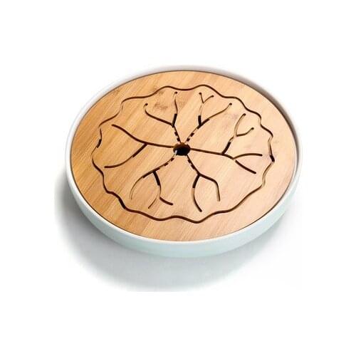 Ceramic kung fu tea set tea tray household water storage mini circular bamboo tray small tea table dry bubble tea sea