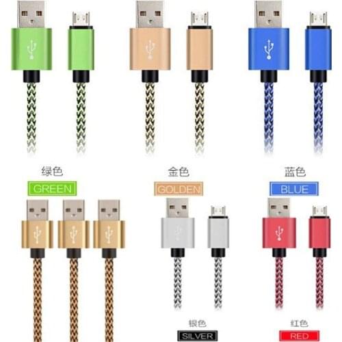 Accessory Bundles 1m 2m 6FT Fast Charger Speed Aluminium Alloy micro V8 fabric braided usb data cable for samsung s3 s4 s6 s7