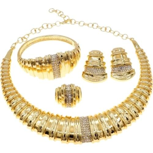 Hot Sale Brand New Italian Gold Jewelry Set Exquisite Large Style Necklace set Luxury Wedding Dinner Jewelry Set H0018