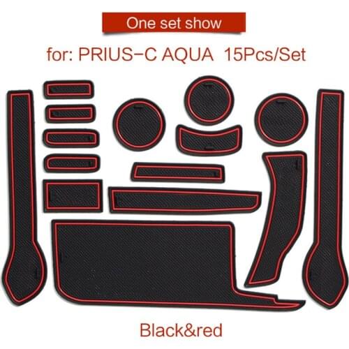 Smabee Gate slot pad For For Toyota PRIUS C aqua 2012 - 2019 Interior Door Pad/Cup Non-slip mats red blue white
