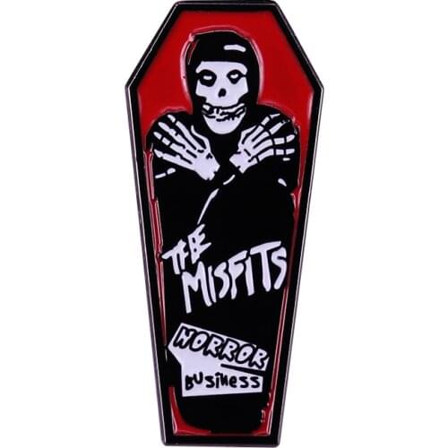 The Misfits ROCK Band Business Coffin Gothic Enamel Brooch Pins Badge Lapel Pins Alloy Metal Fashion Jewelry Accessories Gifts
