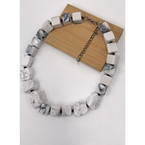 Kara&Kale Boho Fashion Jewelry Earthy Collar Necklace Wax Cord Acrylic&Natural Stone Beads Collares Necklace Women Accessories