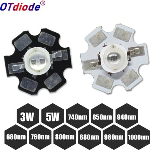 1W 3W 5W High Power LED COB Infrared Red 680nm 740nm 800nm 850nm 880nm 940nm 980nm 1000nm For Lighting CCTV Monitor Cameras