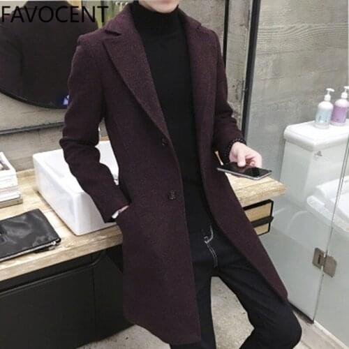 Men Coats Casual Long Top Mens Thick Wool Trench Fashion Warm Coat Lapel Spring Autumn Overcoat Plus Size 5XL Long Coat