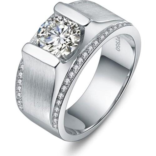 Test Positive Test Positive 1CT G-H Moissanite Men Diamond Ring Classical Male Jewel 925 Sterling Silver Men Ring