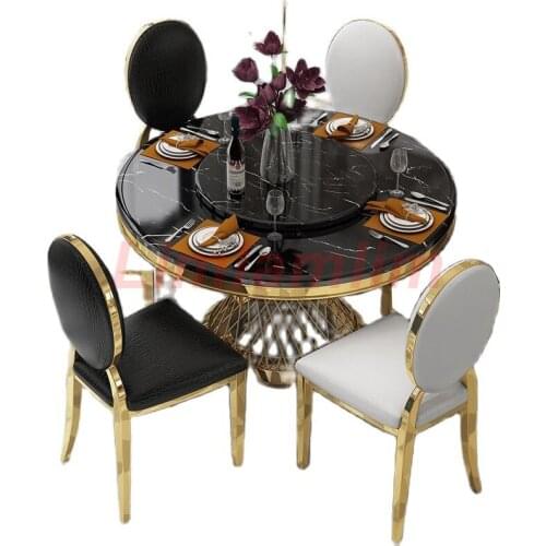 Stainless steel Dining Room Set Home Furniture minimalist modern marble dining table and 4 chairs mesa de jantar muebles comedor