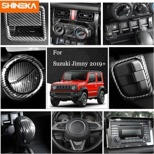SHINEKA Carbon Fiber Stickers For Suzuki Jimny Car Interior Center Control Decoration Cover For Suzuki Jimny 2019+ Car Styling
