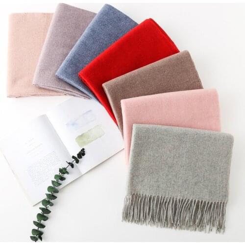 2020 Europe autumn and winter new pure color classic tassel Wool Womens scarf womens 310G thickened warm shawl winter scarf