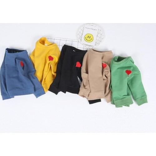 New Autumn Winter Baby Boys Girls T Shirt Cotton long Sleeve Sweatshirt for Boys Heart pattern Outwear Tops Baby pullover