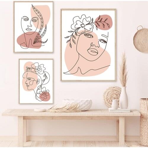 One Line Abstract Female Portraits Minimalist Posters Prints Minimalist Nordic Canvas Painting Picture Decor