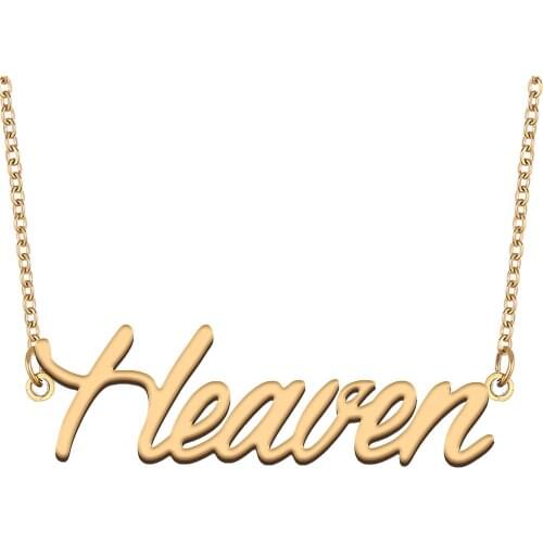 Heaven Name Necklace for Women Stainless Steel Jewelry 18k Gold Plated Nameplate Pendant Femme Mother Girlfriend Gift