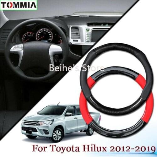 Anti-Slip Carbon Fiber Leather Car Steering Wheel Cover For Toyota Hilux 2012-19