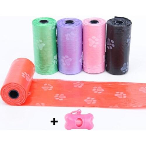 Random Color Degradable Pet Dog Waste Poop Bag Outdoor Pet Excrement Garbage Clean Bag With Bone Dispenser