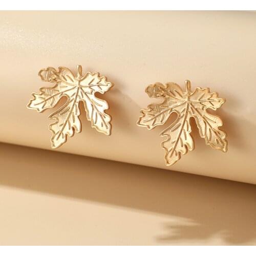 Tocona Trendy Leaf Stud Earrings for Women Charming Gold Color Alloy Metal Geometric Party Earring Jewelry Festival Gift 15178