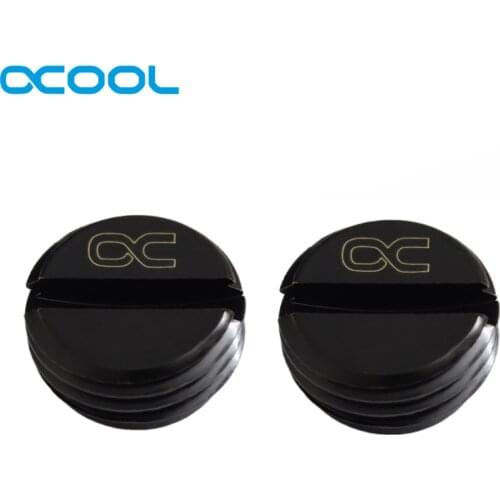 2PCS Alphacool Eiszapfen Screw Flush Hidden Water Stop Plug Fittings For Radiator ,Reservoir V.2 Inner G1/4 - Deep Black