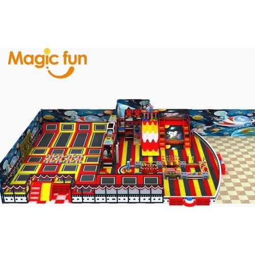 Magic Fun customized trampoline park rock climbing wall indoor playground sponge pit Ninja Warrior