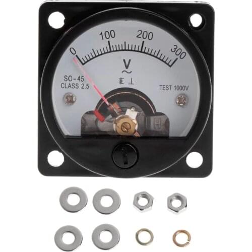 Voltmeter SO-45 AC 0-300V Round Analog Dial Panel Meter Voltmeter Gauge Black