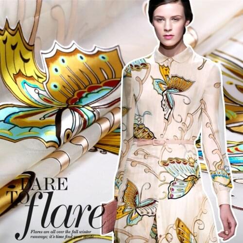 Women Super High-end Computer Digital Printed Heavy chiffon wide 138cm 100% Natural tulle Silk Fabric Woven Wholesale Retail