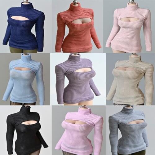 In stock 1/6 Female soldiers clothes Open-chest Sweater Sexy Sweater Dress 8 color fit 12 inches action figure