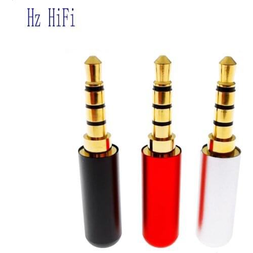 1PCS Gold Plated 3.5MM Stereo 4 Pole Male Plug Audio Connector Solder 3.5mm/1/8jack