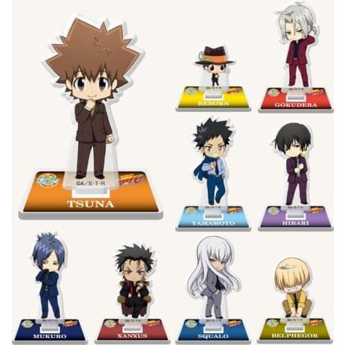 Anime HITMAN REBORN! Gokudera Hayato Sawada Tsunayoshi Small Acrylic Cartoon Figure Stand Model Plate Tabletop Toy Cosplay