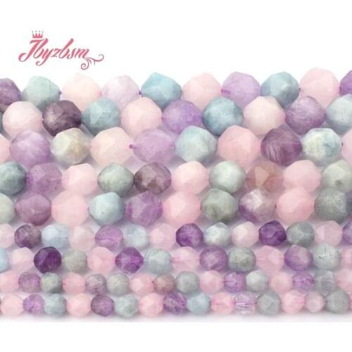 5/8/10mm Natural Lavender Aquamarines,Amethysts,Quartz Faceted Loose Stone Beads For Necklace DIY Jewelry Making Strand 15"