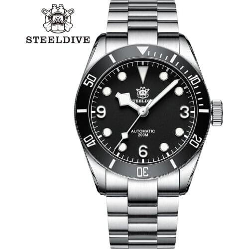 STEELDIVE Watch 1958 Automatic NH35 Sapphire Crystal Dive Watches 200m Waterproof Mens Luxury Mechanical Wristwatch C3 Luminous