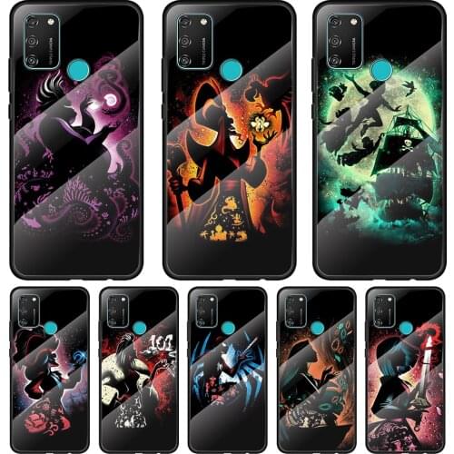 Villain Disney Princess Tempered Glass Cover For Honor 30 20 10 9X 8X Pro Plus Lite Silicone Phone Case Coque