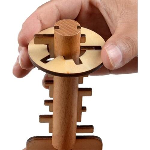 Wooden Toy Puzzle Key Funny Luban Classical Lock Toys For Children Educational Stress Release Kids Jigsaw