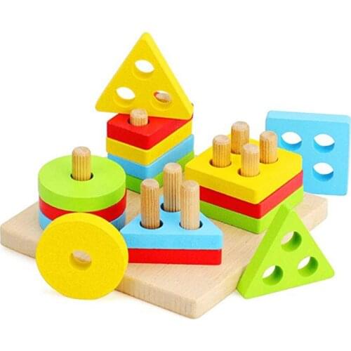 Wooden Sorting & Stacking Toys for Toddlers Educational Shape Color Recognition Puzzle Stacker Early Development Puzzle Toys