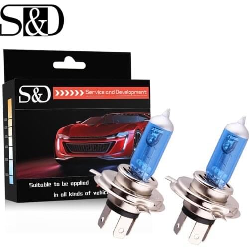 S&D H4 100W 12V Halogen Bulb h4 super white Fog Lights High Power Car Headlights Lamp Car Light Source parking 100W D020