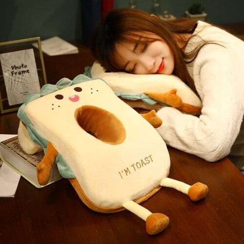 Bread Toast Siesta Pillow Stuffed Memory Foam Pillow Appease Kid Sleeping Doll Baby Lunch Break Table Pillow Removable Washable