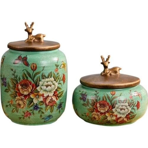Chinese Creative Ceramics Storage Tea Pot Jar Spice Bottle Home Desktop Candy Jars Storage Box Organizer Modern Home Decor
