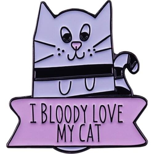 Bloody Love My Cat Pin Kitty Animal Enthusiasts Proud Decor