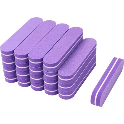 60Pcs/lot Mini Nail Files Sandpaper Buffers Purple Sponge Block 100/180 Disposable Nail Polish Salon Tools Nail limas manicura