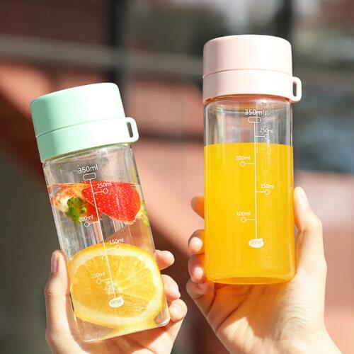 Fashion with Tea Compartment Student Water Cup Bottle Portable Leakproof with Tick Marks Plastic Cup 350ml Tea Cup for Men Women