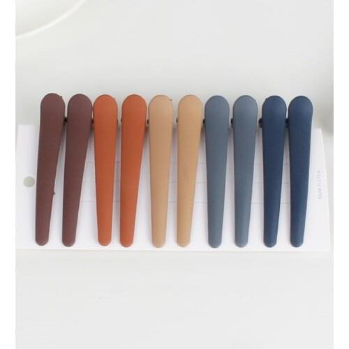 10pcs Fashion Women Solid Matt Color Big Plastic Hair Clip Set Simple Salon Hair Styling Barrette Hairpin Duck Clip Hair Grip