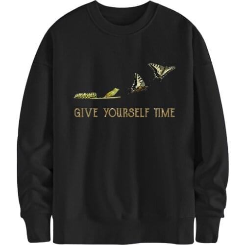 Give Yourself Time Sweatshirts O Neck Mens Hoodies Print New Arrival Hoody Male Winter Tracksuits White Moleton Masculino 2020