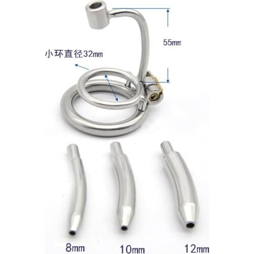 Stainless Steel Male Chastity Device with Catheter & Sounds,Cock Cage,Penis Ring Lock,Adult Game,Cock Ring A279-Plus Device BDSM