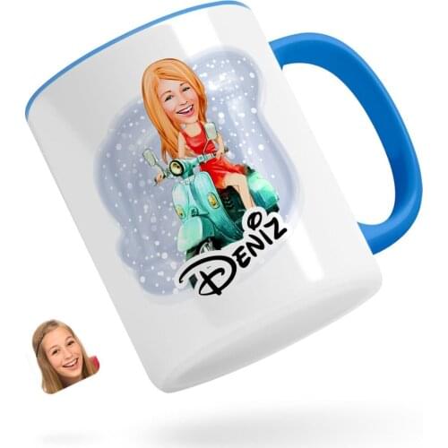 Personalized Women 'S Caricature Of Blue Mug Bardak-24
