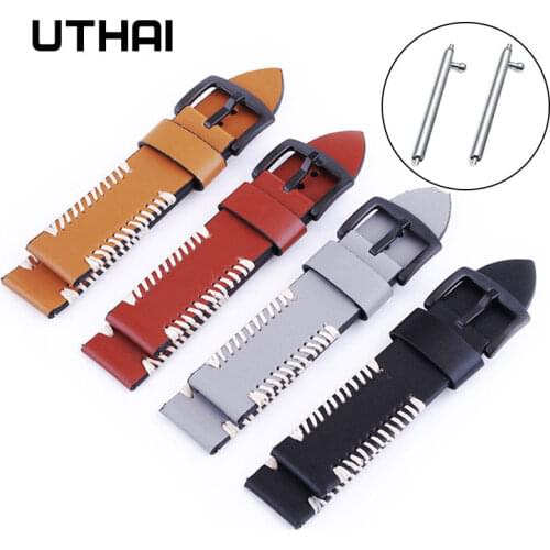 UTHAI P07 20mm Watch Strap Classic Calf Leather 22mm Watch Band With Leather Watch Strap Switch ear Watchbands Free shipping