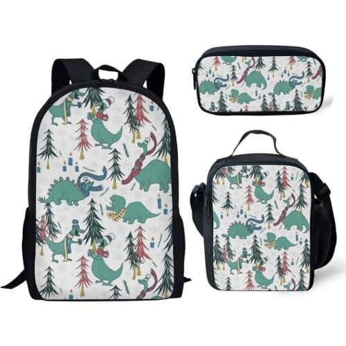 NOISYDESIGN Kids Bag for School Cartoon Dinosaur Printing 3pcs/set School Bags Children Shoulder Backpack Boys Cool Book Bag