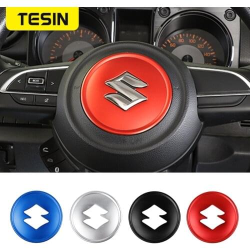 TESIN Aluminum alloy Car Steering Wheel Center Button Decoration Cover Stickers for Suzuki Jimny 2019 2020 2021 Car Accessories