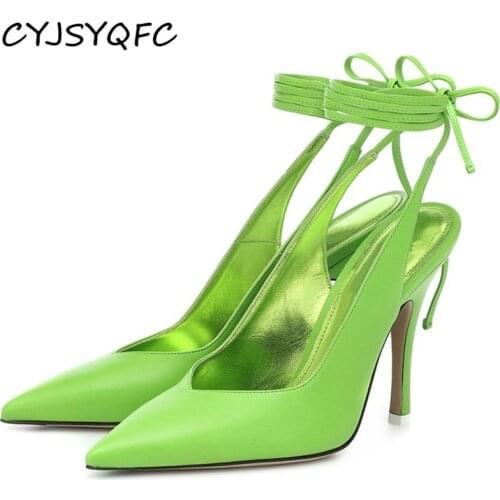 CYJSYQFC 2021 Summer Women Sandals Luxury Satin High Heel Shoes Fashion Silk Pointed Toe Party Sandals Sexy Bandage Formal Shoes