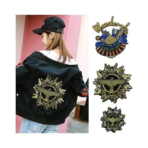Embroidered Eagle Badge Sequined cloth UFO Clothes Patches Fashion Large coat Down jacket patches Decorative accessories