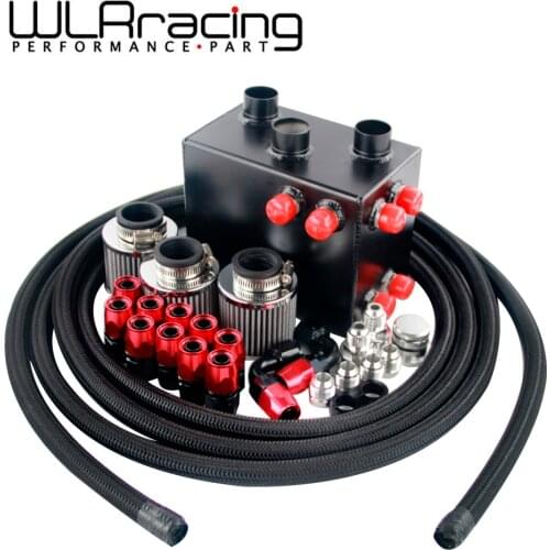 WLR -Universal Black Power Driven OIL CATCH CAN / BREATHER TANK RACE KIT For Honda Acura B16 K20