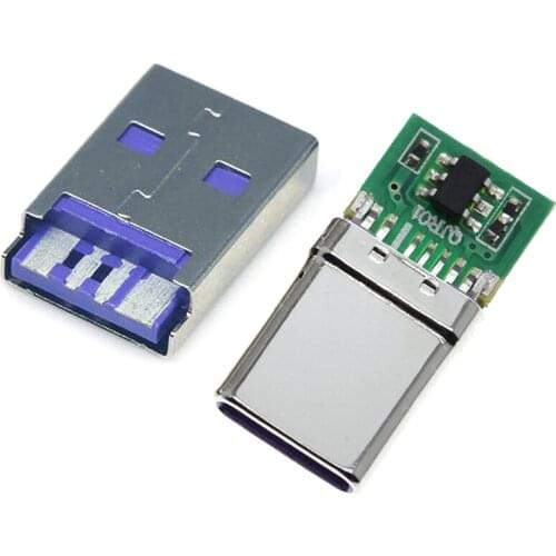 1Set Fast Charge Type-C USB 65W 5A Male Connector Welding With 5Pin PCB + Type A Male 6 Pin USB DIY OTG Data Charge DIY KIT