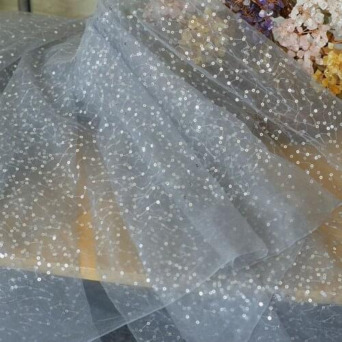 160cm Wide Sequin Mesh Embroidery Lace Fabric Weding Dress Skirt Clothing Decoration Materials DIY Handcraft Sewing Supplies