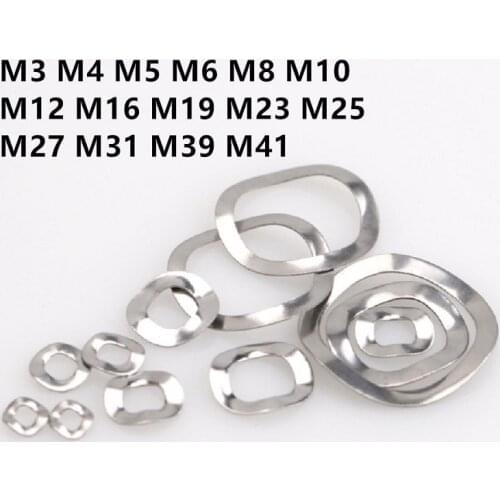 200/100/50/20PCS 304 Stainless Steel Three Wave Washers Spring Washer M3 M4 M5 M6 M8 M10 M12 M16 M19 M23 M25 M27 M31 M39 M41