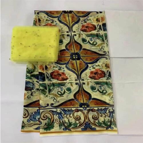 2020 New Design 100% Cotton Printed Fabric 5 Yards With 2 Yards Swiss Voile Fabric For Womens Dresses Textile Material!LXF99193